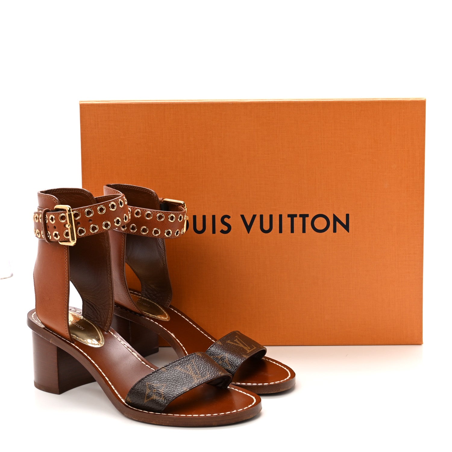 Louis Vuitton Calfskin Monogram Passenger Sandals 37 Cognac 10 of 10