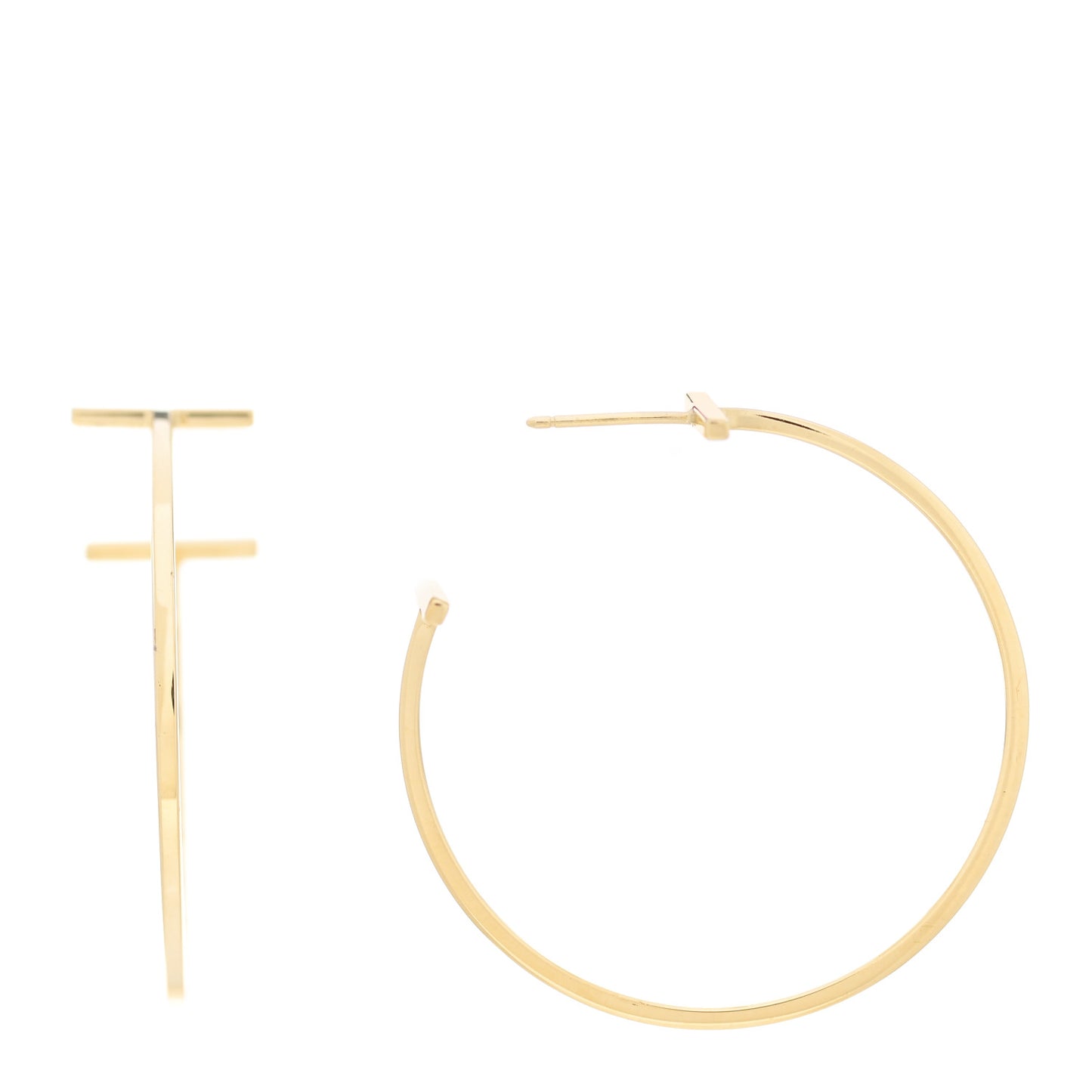 18K Yellow Gold Extra Large T Wire Hoop Earrings