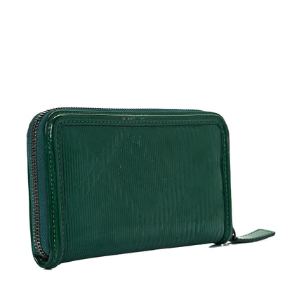 Burberry Patent Check Embossed Large Zip Around Wallet Veridian Green 3 of 10