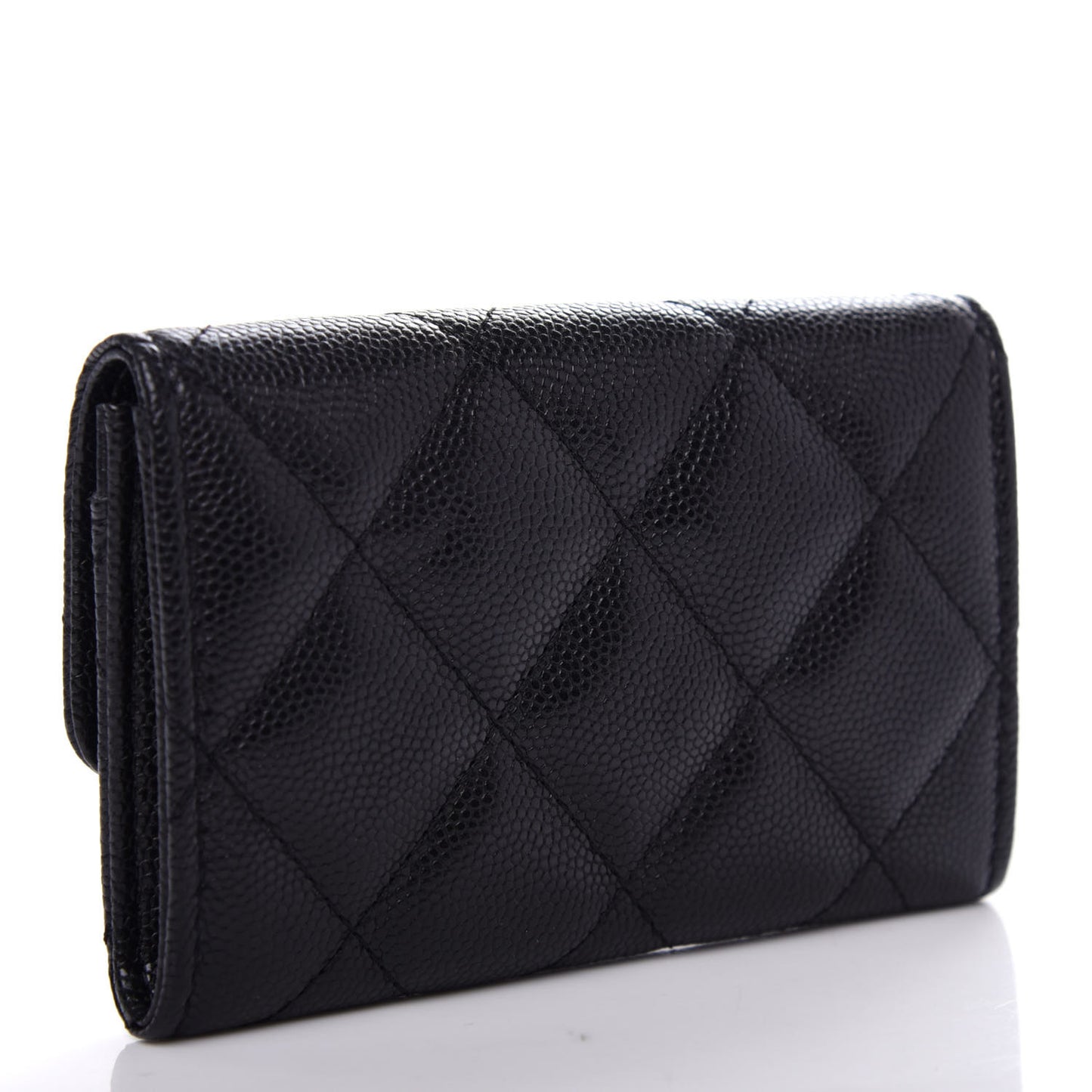 Caviar Quilted My Everything Flap Card Holder Black