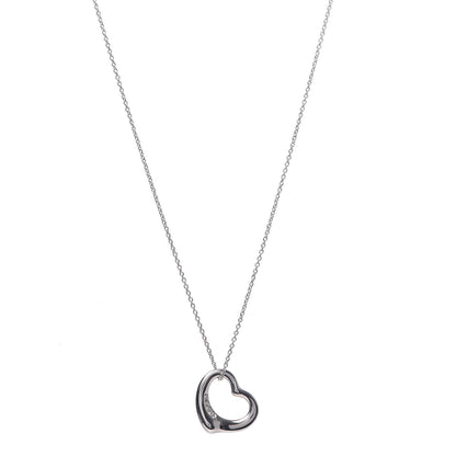Tiffany Platinum Diamond Elsa Peretti Open Heart Pendant Necklace 1 of 7