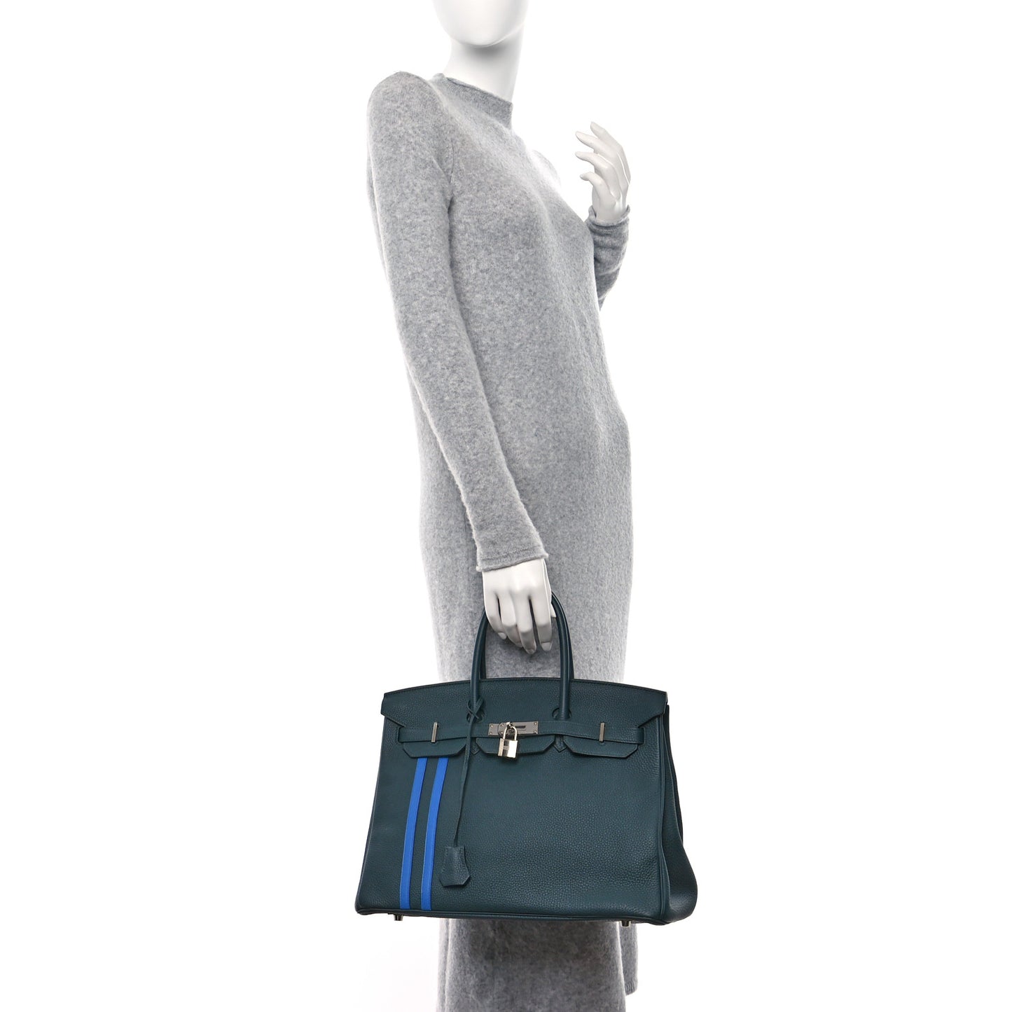 Togo Swift Officier Birkin 35 Vert Cypress Bleu Zellige