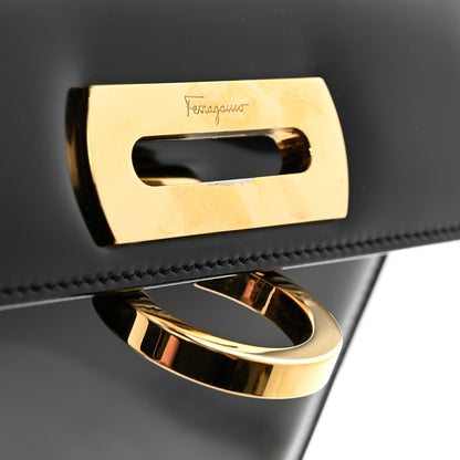 Salvatore Ferragamo Brushed Off Calfskin Iconic Top Handle Bag Black 11 of 12