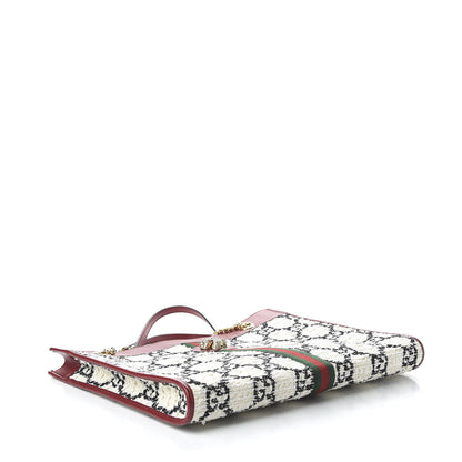 Gucci Tweed GG Monogram Large Rajah Chain Tote White Black Romantic Cherry 4 of 10