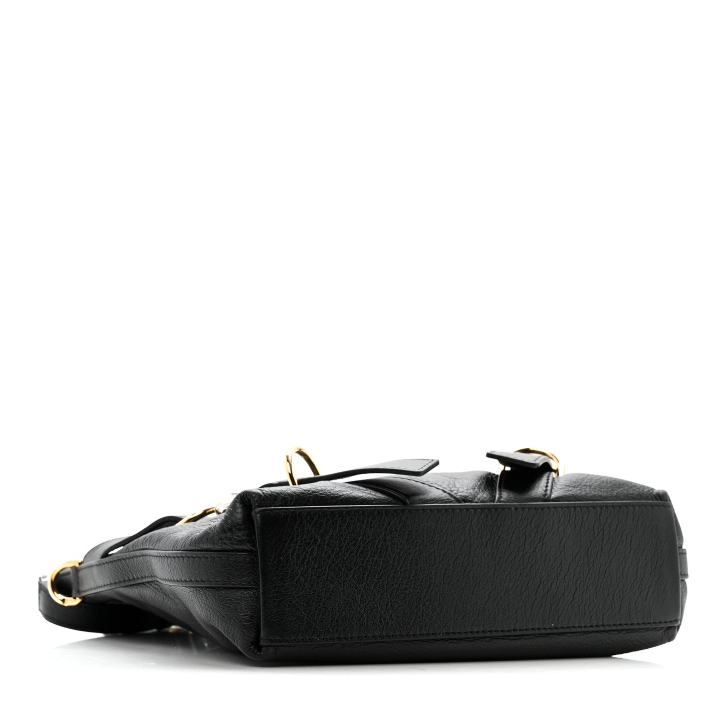 Crinkled Calfskin Small Voyou Bag Black