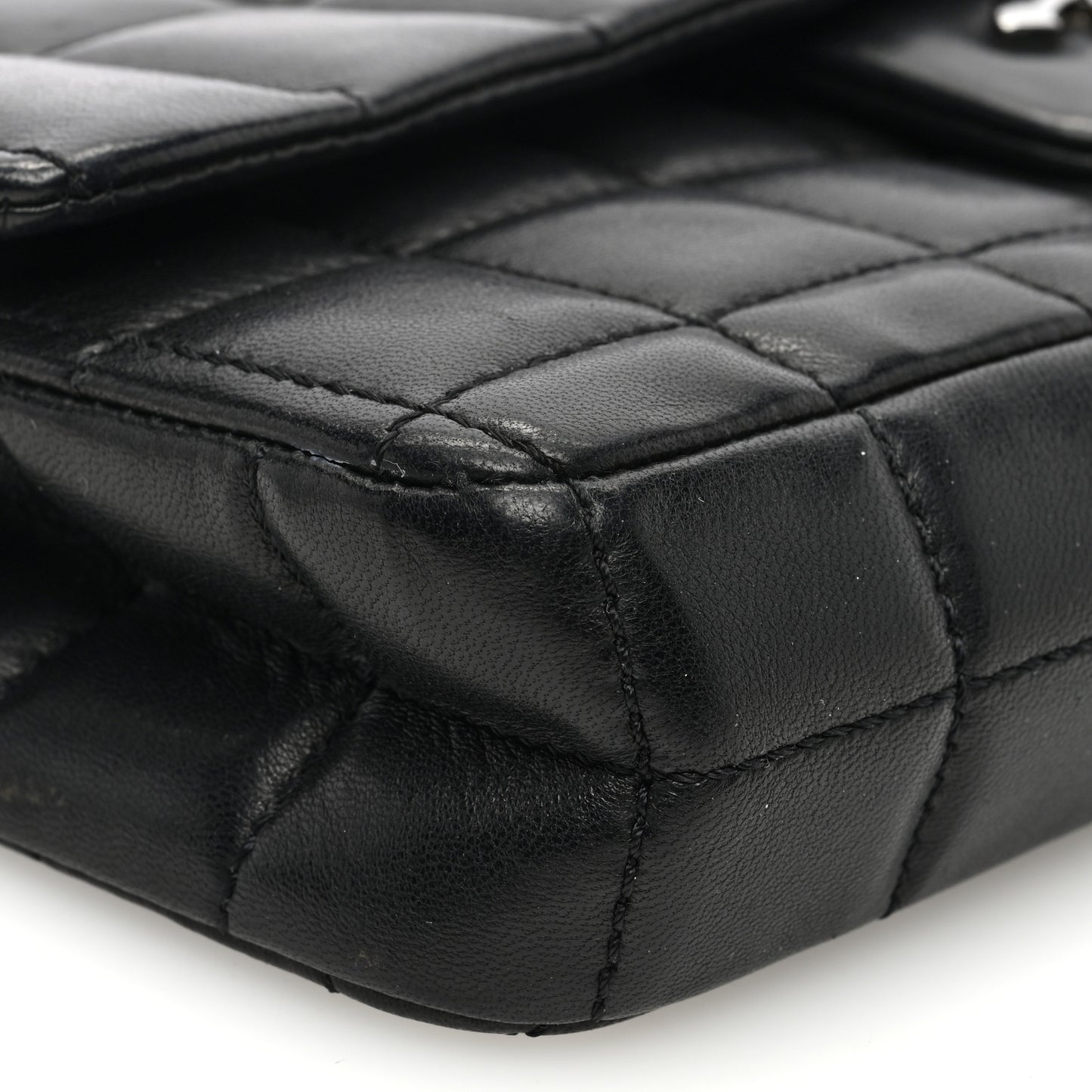 Lambskin East West Chocolate Bar Chain Flap Black