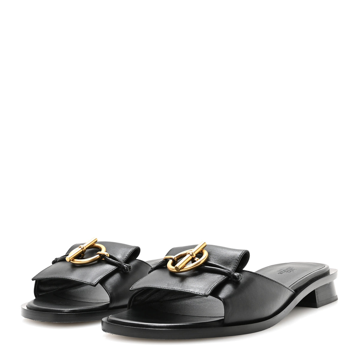 Hermes Calfskin Womens Isle Sandals 39 Black 4 of 9