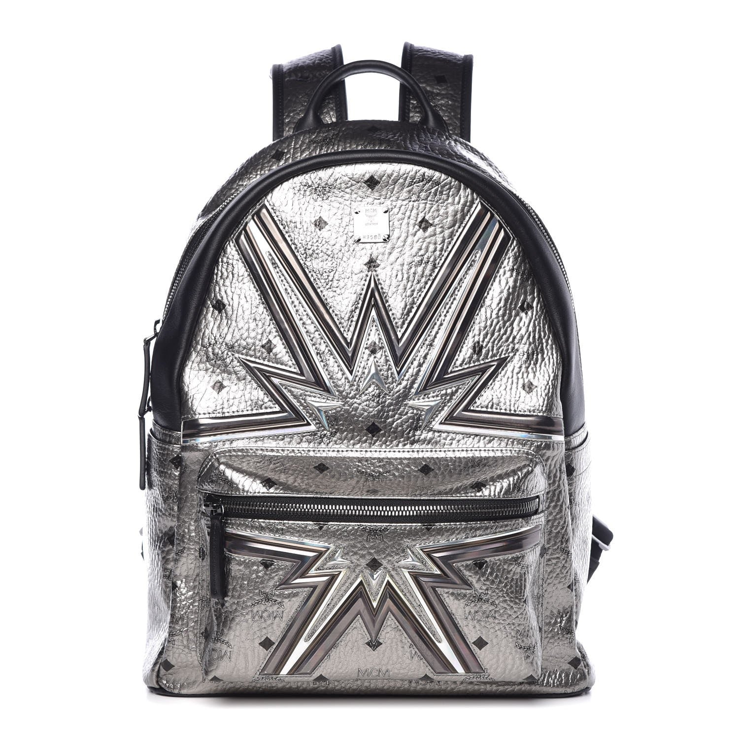 MCM Visetos Medium Stark Cyber Flash Backpack Silver 1 of 9