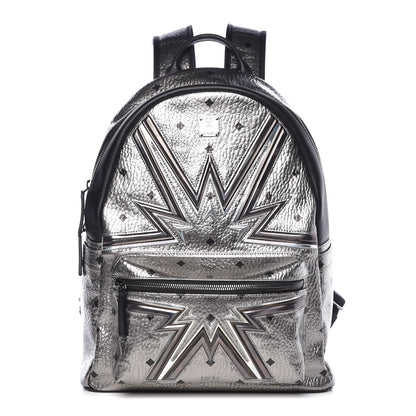 MCM Visetos Medium Stark Cyber Flash Backpack Silver 1 of 9
