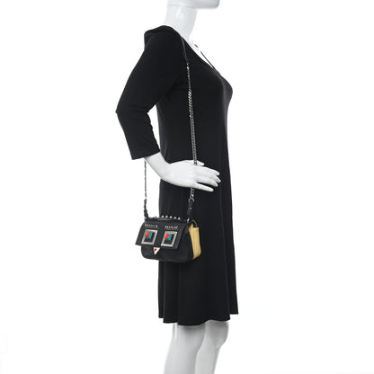 Fendi Vitello Dolce Hypnoteyes Bi-Color Micro Double Baguette Black Grano Multicolor 2 of 12
