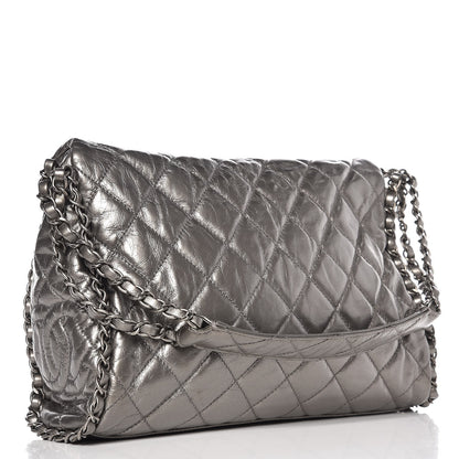 Chanel Metallic Calfskin Quilted Medium Chain Me Hobo Dark Silver 2 of 15