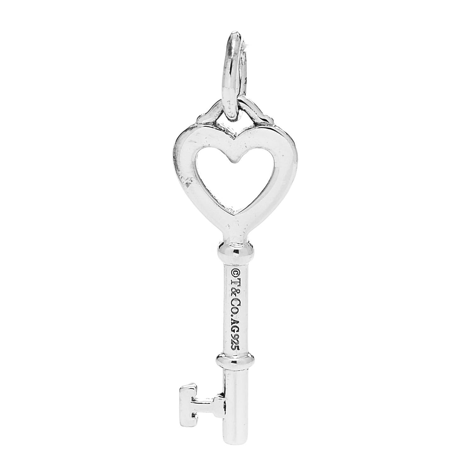 Tiffany Sterling Silver Small Heart Key Pendant 3 of 4