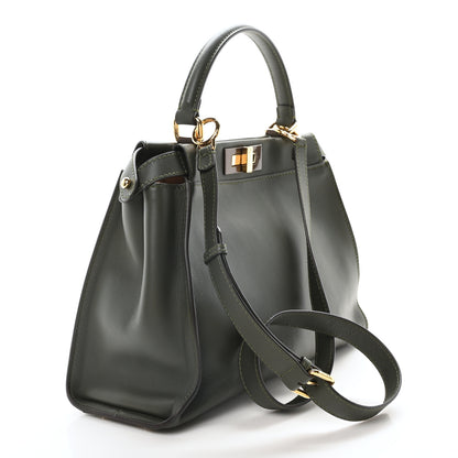 Fendi Vitello Seta Shiny Nappa Medium Peekaboo Iconic Satchel Verde Prato Makeup 3 of 10