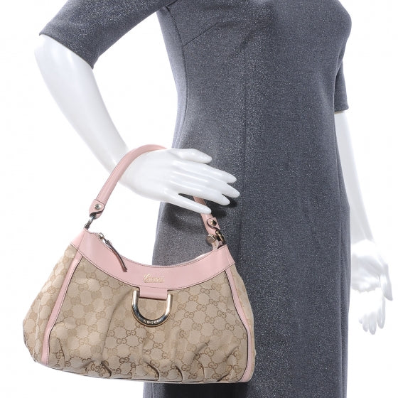 Gucci Monogram Medium D Gold Ring Hobo Pink 2 of 8