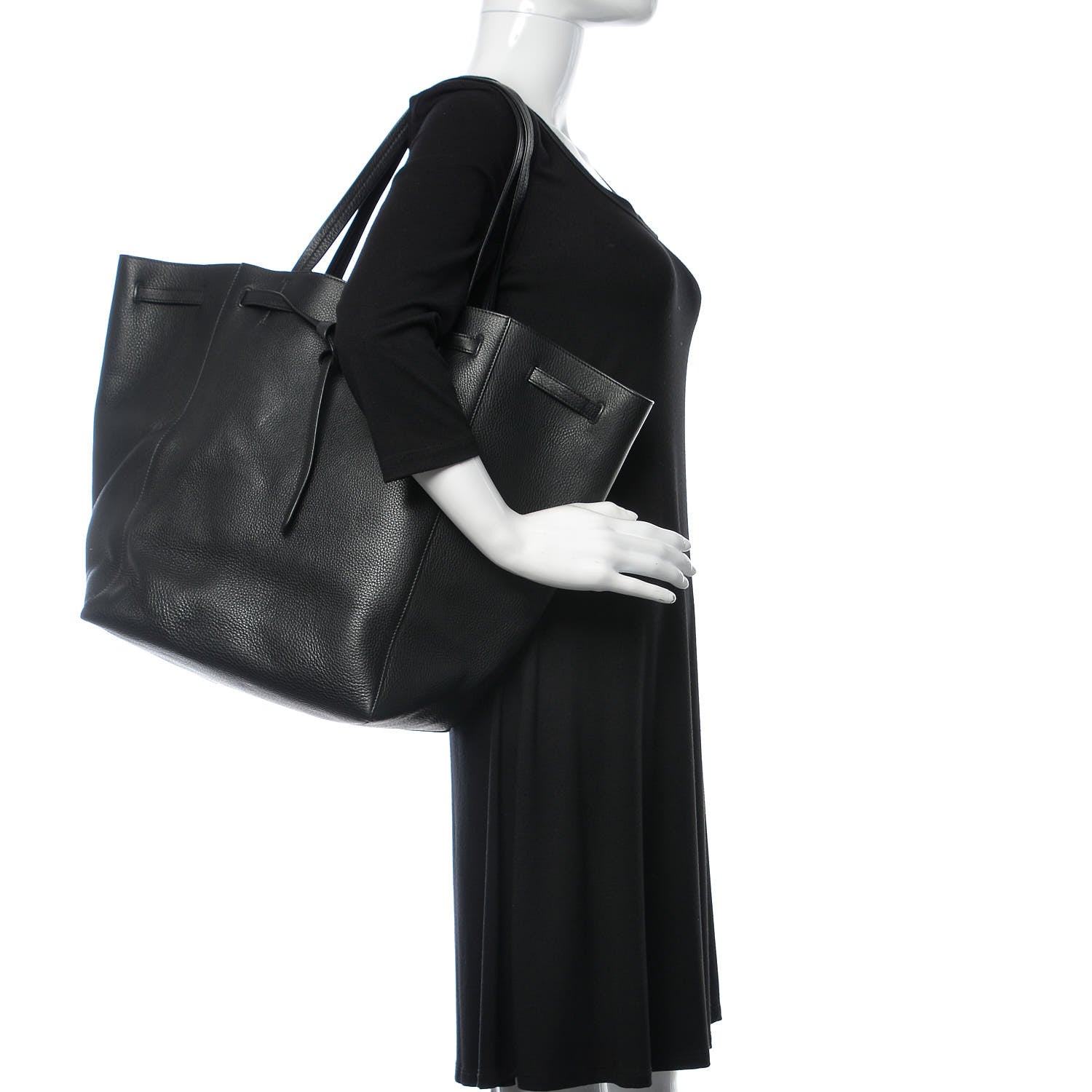 Celine Soft Grained Calfskin Medium Belt Cabas Phantom Black 2 of 15
