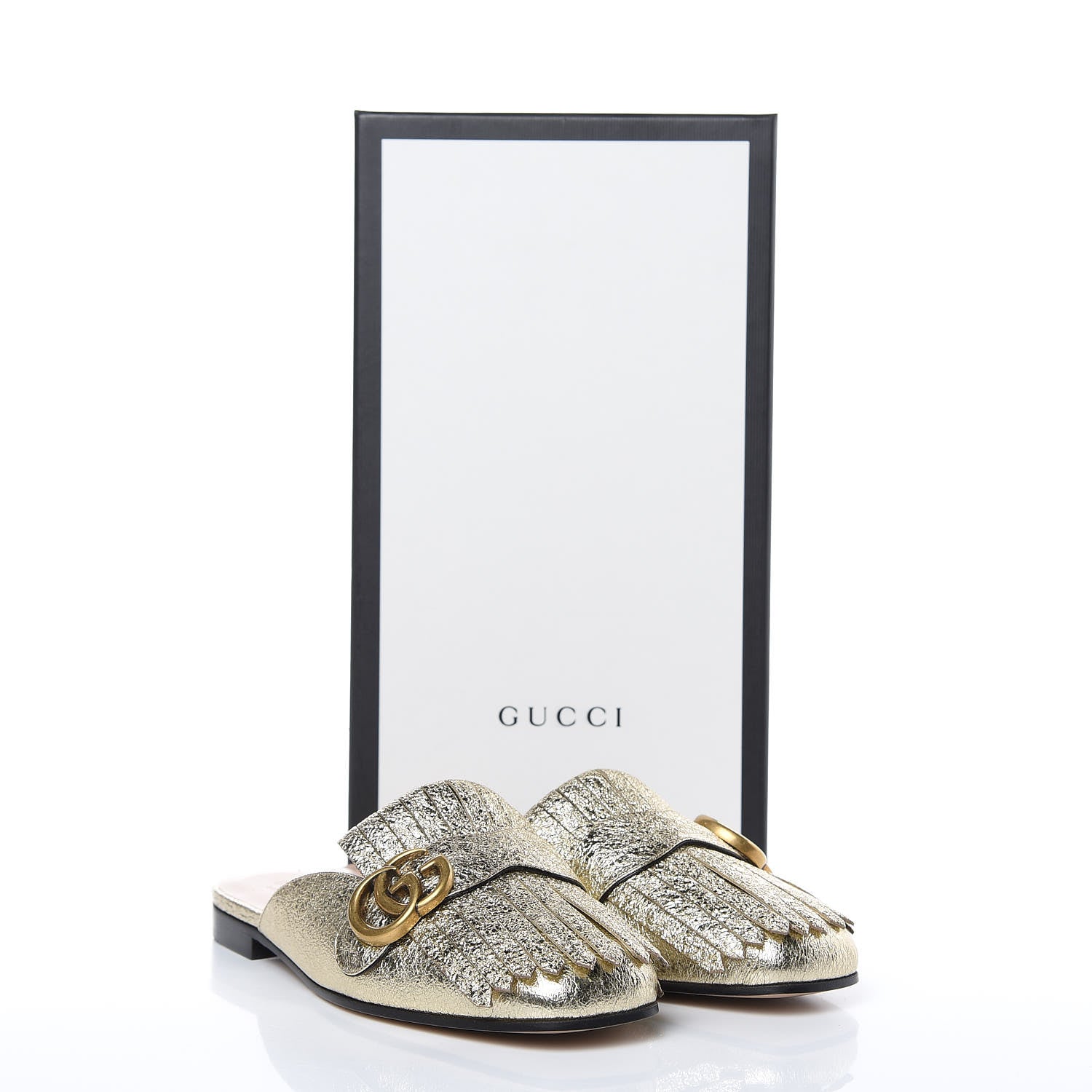 Gucci Galassia Womens GG Marmont Fringe Slippers 37 Platino 8 of 8