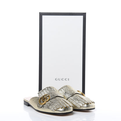 Gucci Galassia Womens GG Marmont Fringe Slippers 37 Platino 8 of 8