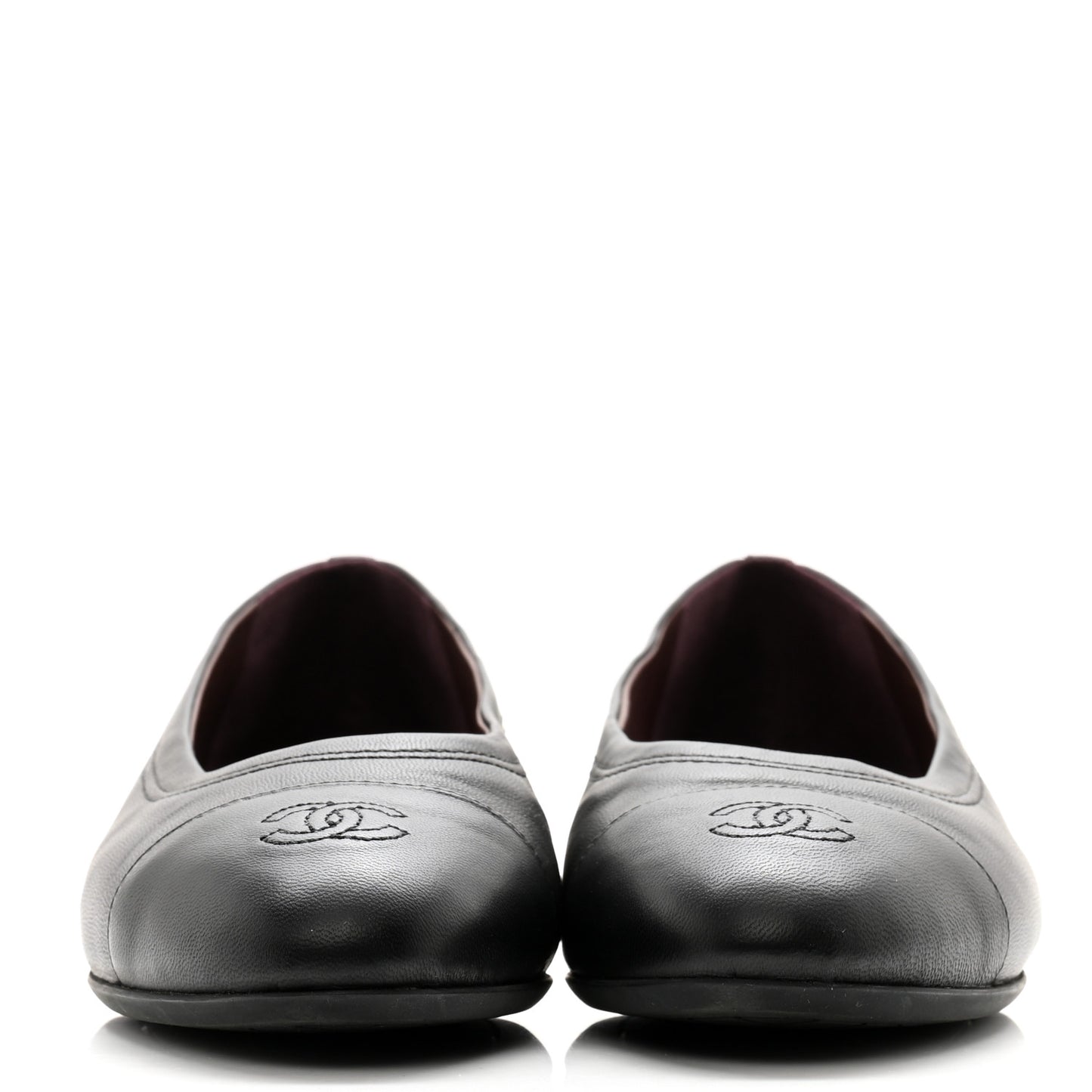Lambskin Cap Toe CC Uniform Ballerina Flats 39 Black