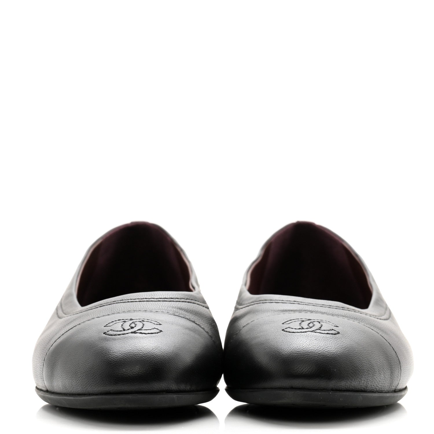 Chanel Lambskin Cap Toe CC Uniform Ballerina Flats 39 Black 3 of 11