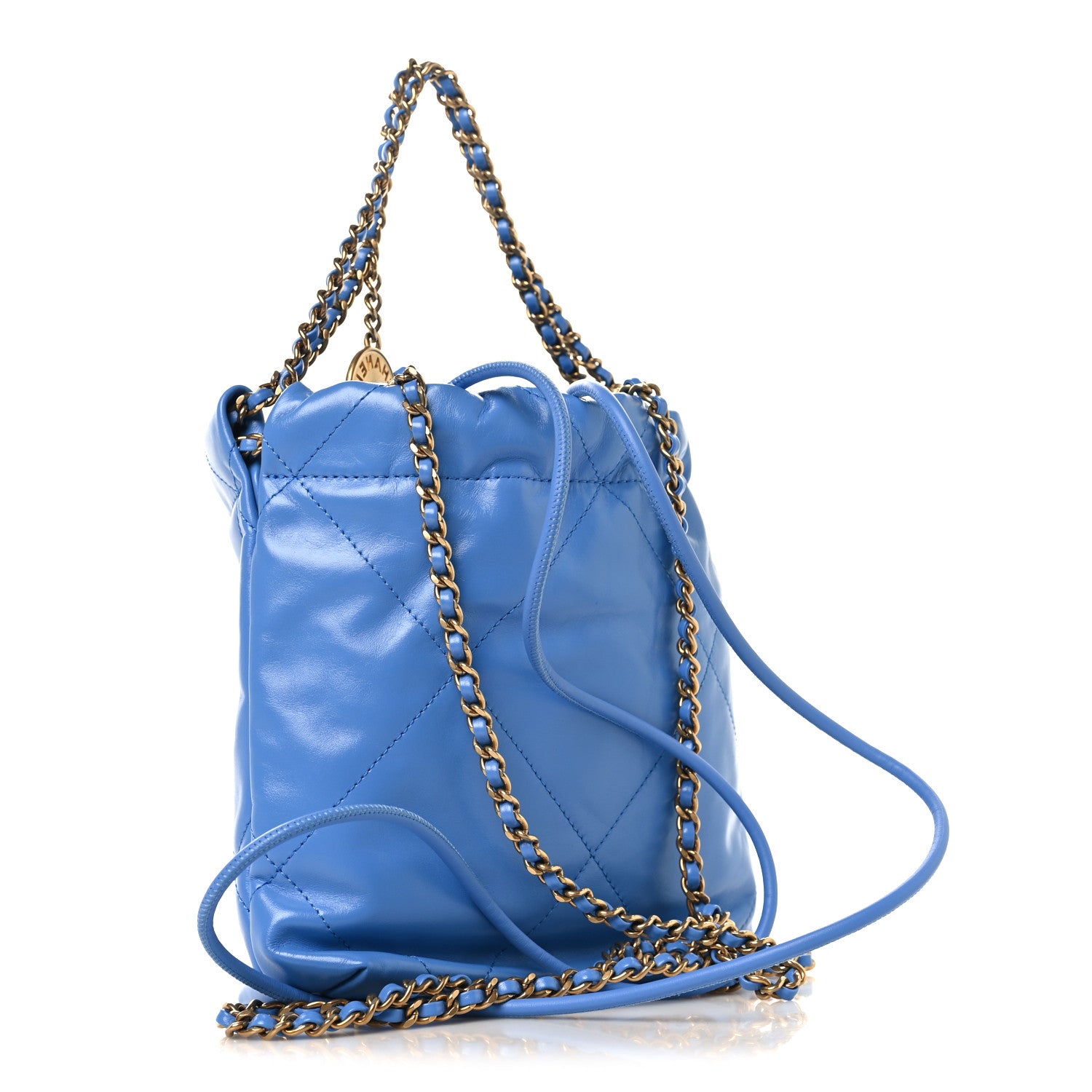 Chanel Shiny Calfskin Quilted Mini Chanel 22 Blue 3 of 11