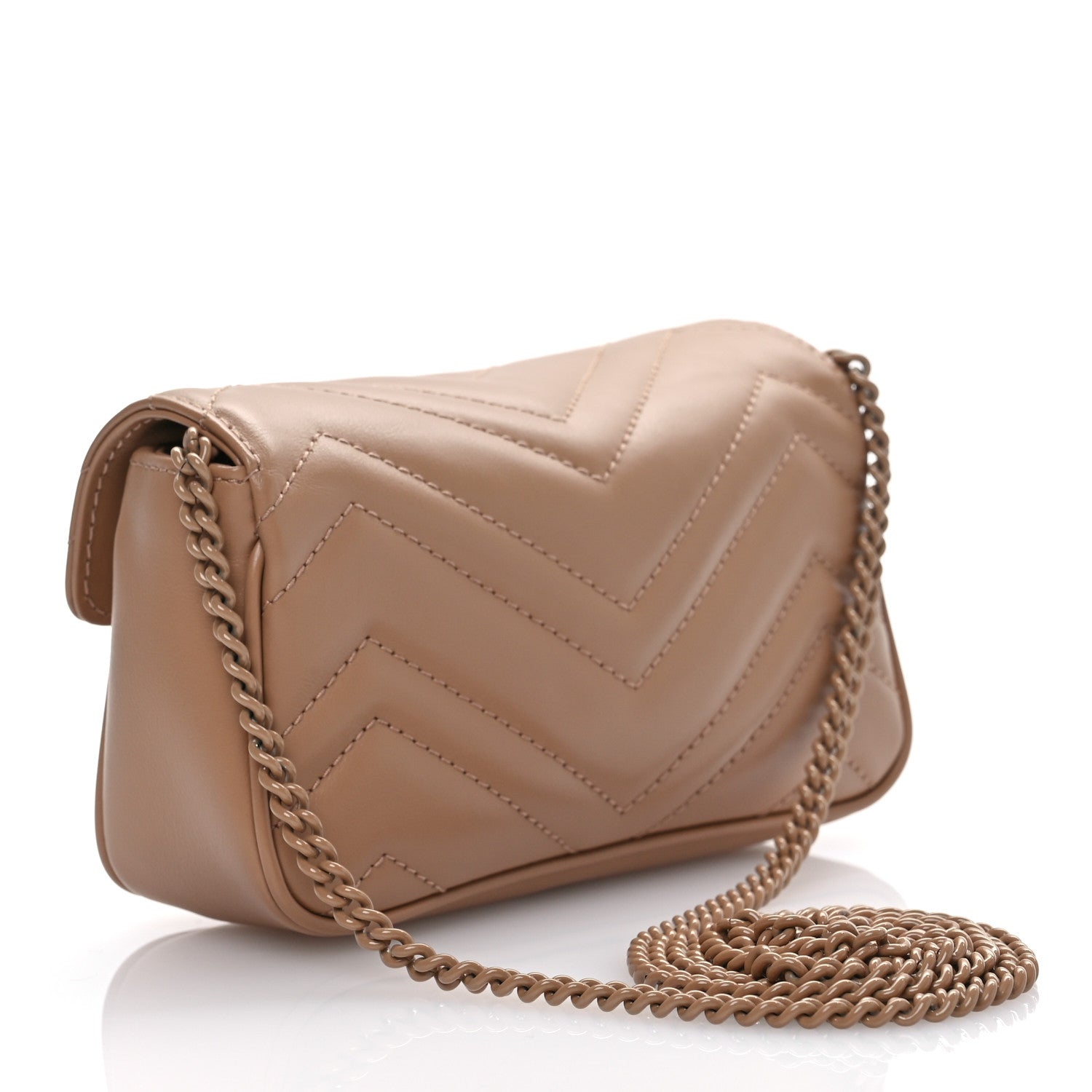 Gucci Calfskin Matelasse Monochrome Super Mini GG Marmont Shoulder Bag Camelia 3 of 11