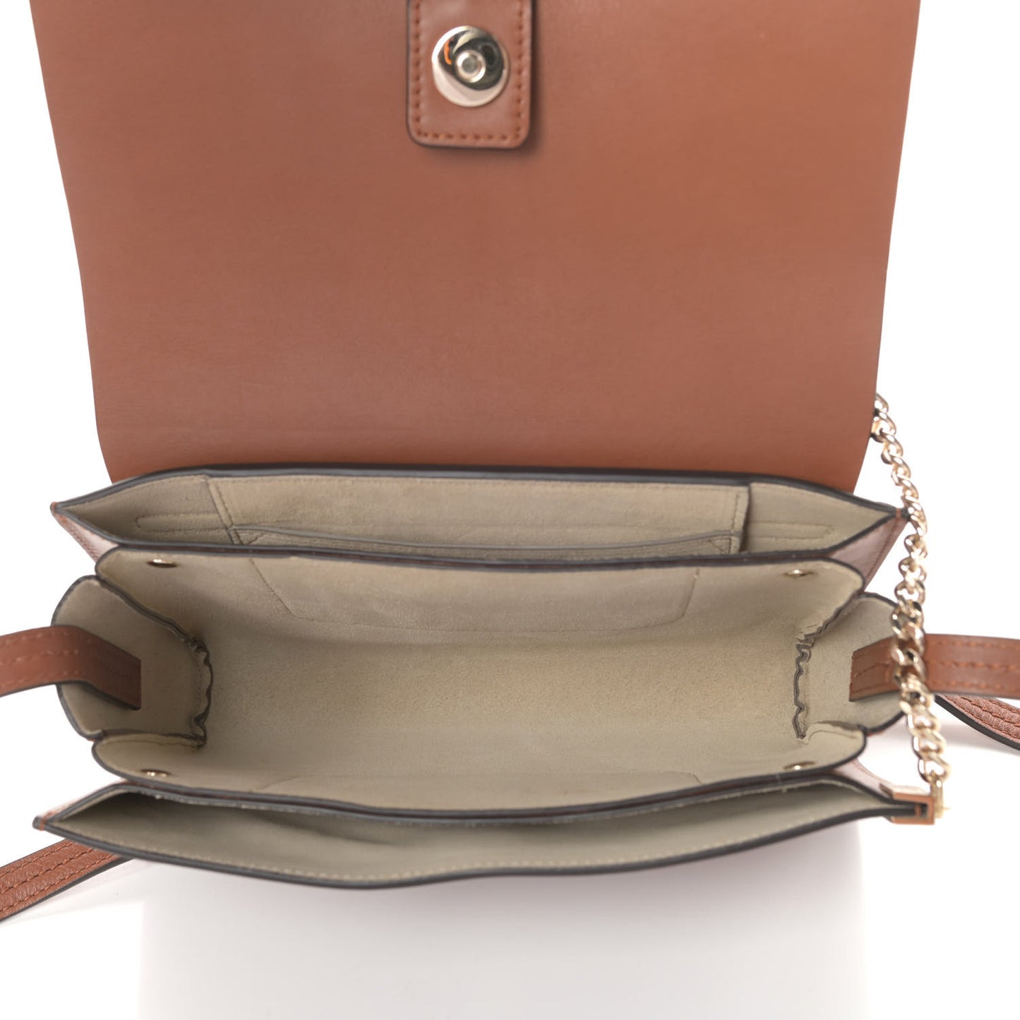 Suede Calfskin Small Faye Shoulder Bag Tobacco
