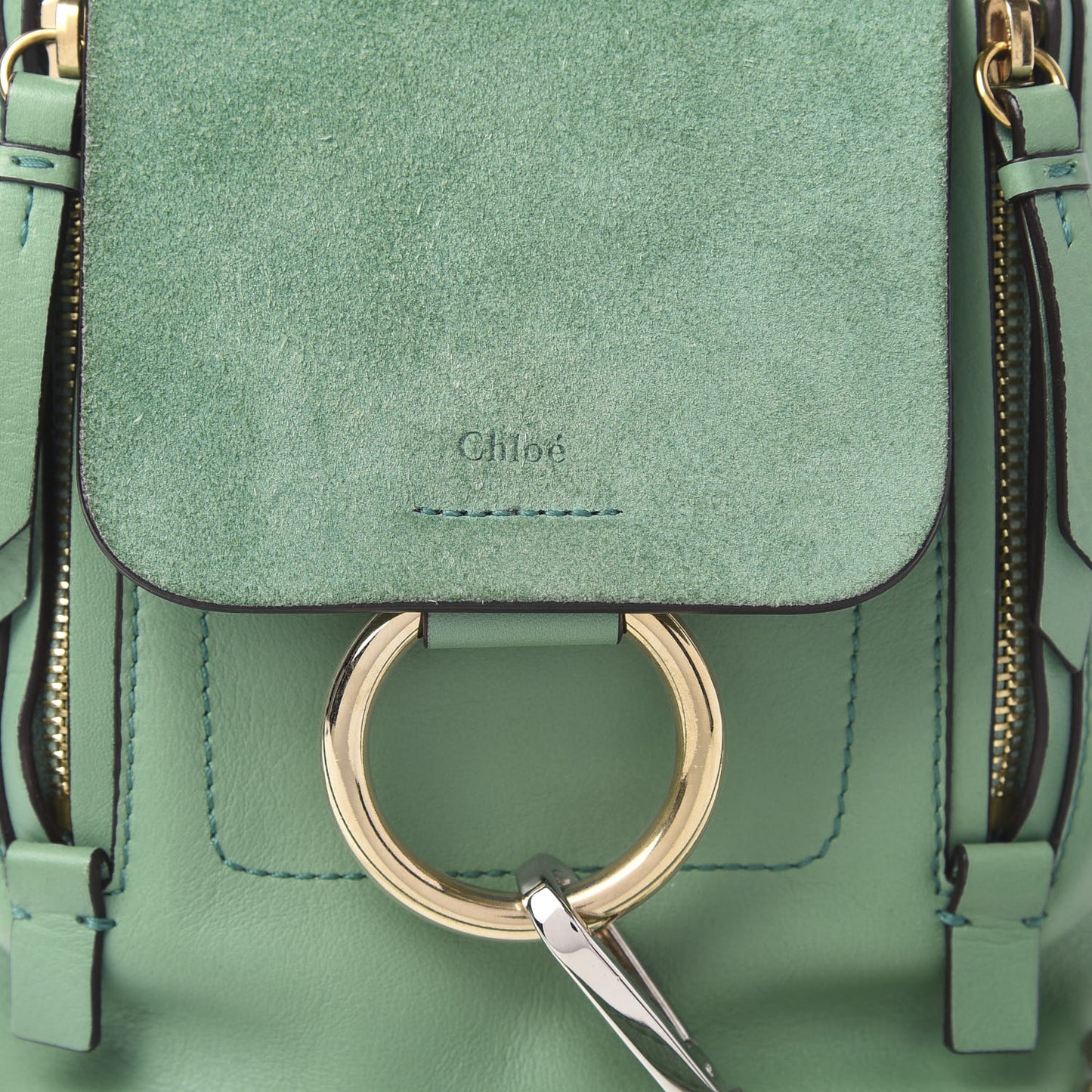 Suede Calfskin Mini Faye Backpack Happy Green