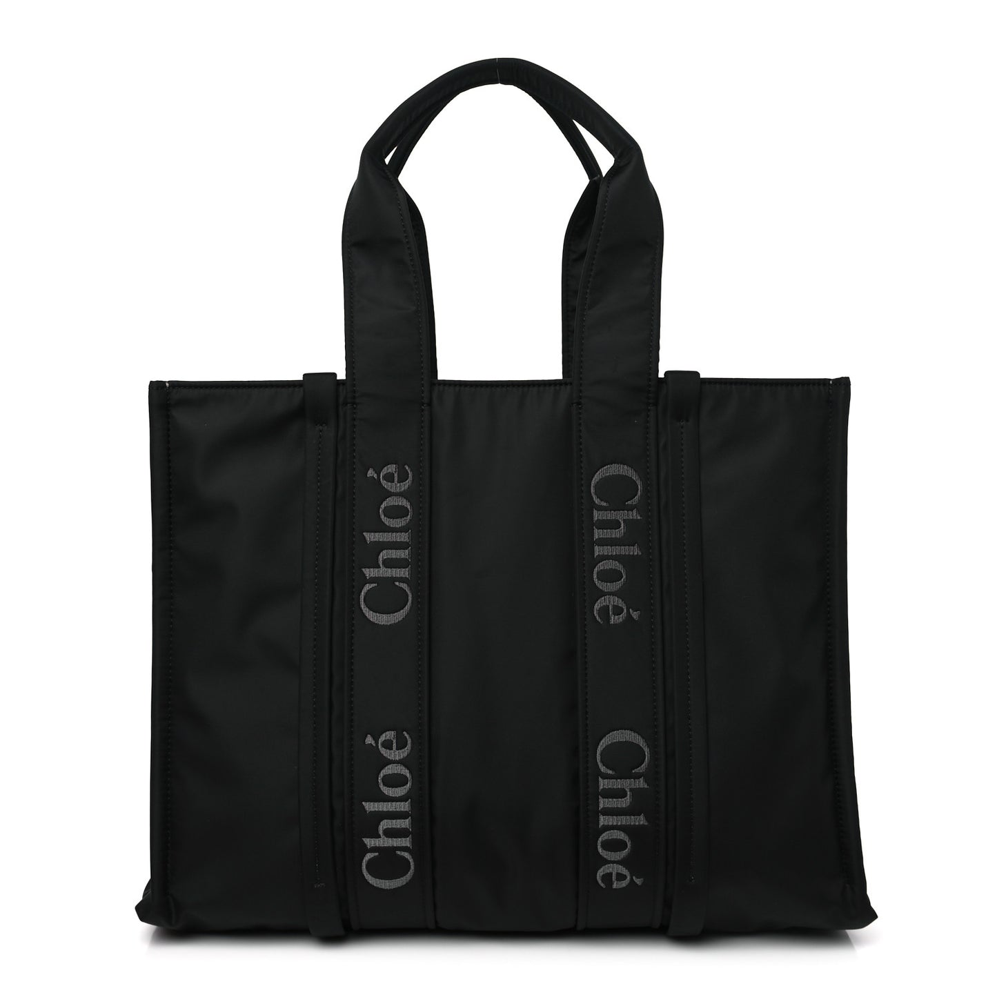 Recycled Nylon Large Woody Ribbon Tote Black