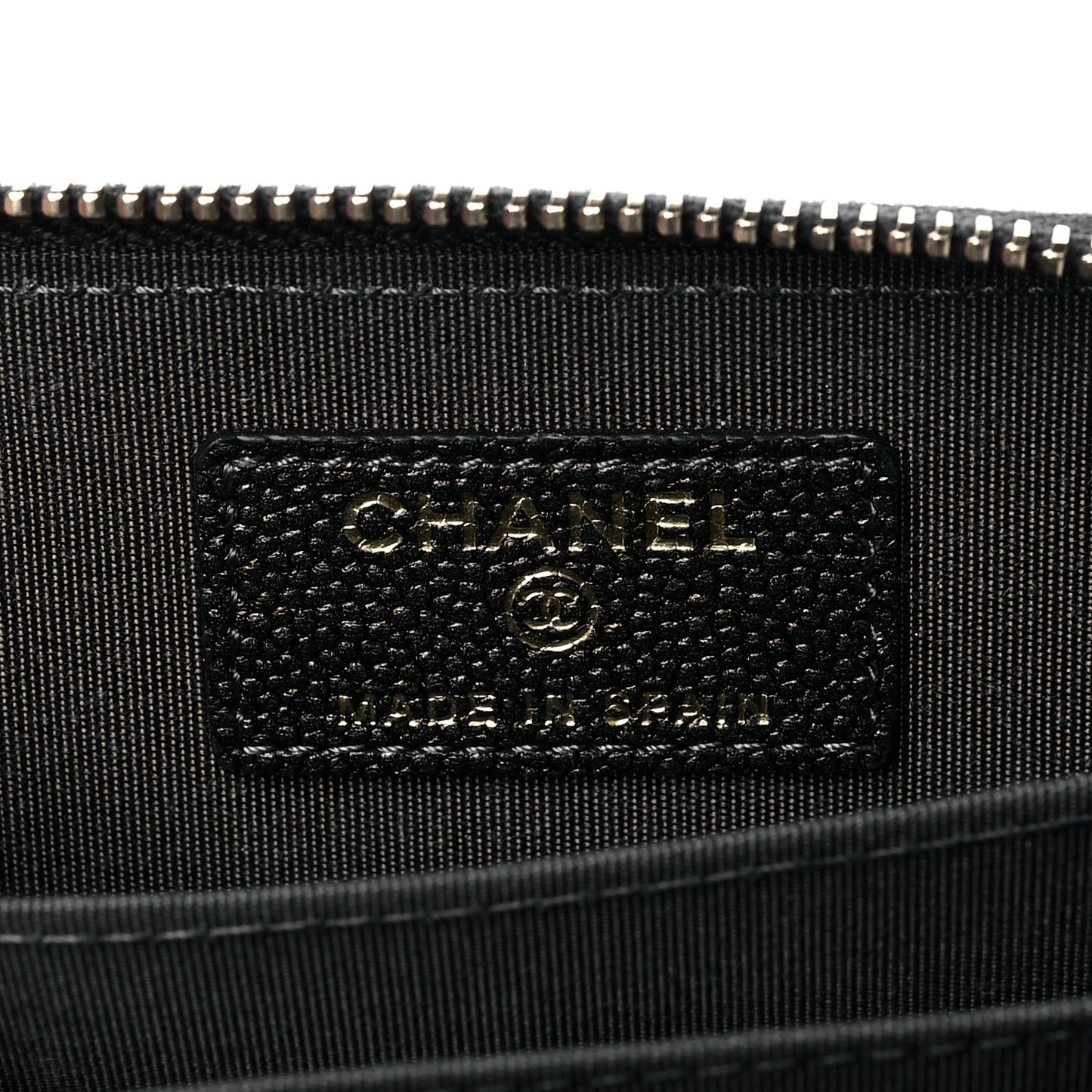 Metallic Caviar Chevron Quilted Vintage Mademoiselle Zip Coin Purse Black