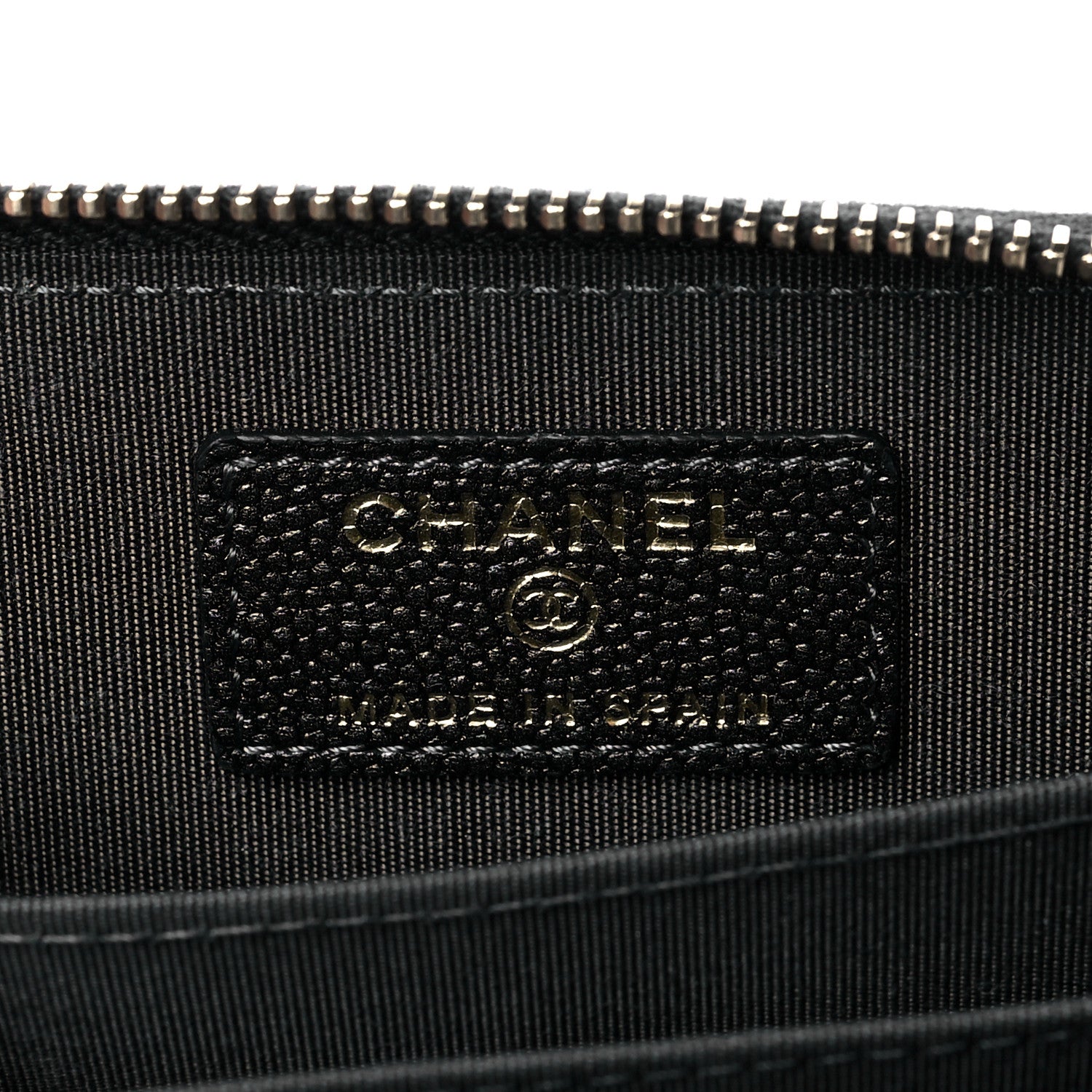 Chanel Metallic Caviar Chevron Quilted Vintage Mademoiselle Zip Coin Purse Black 6 of 10