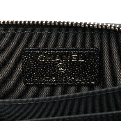 Chanel Metallic Caviar Chevron Quilted Vintage Mademoiselle Zip Coin Purse Black 6 of 10