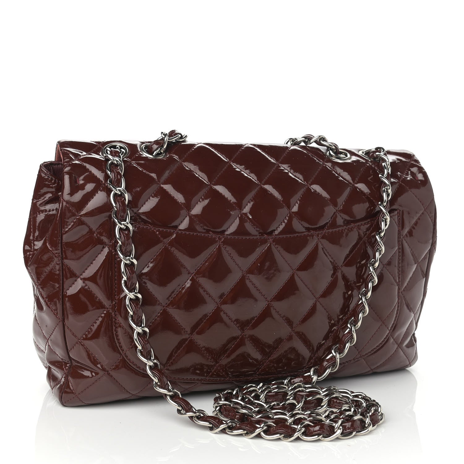 Chanel Patent Jumbo Single Flap Bordeaux 3 of 12