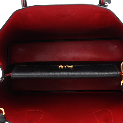 Prada Saffiano Cuir Medium Double Bag Black Fuoco 5 of 11