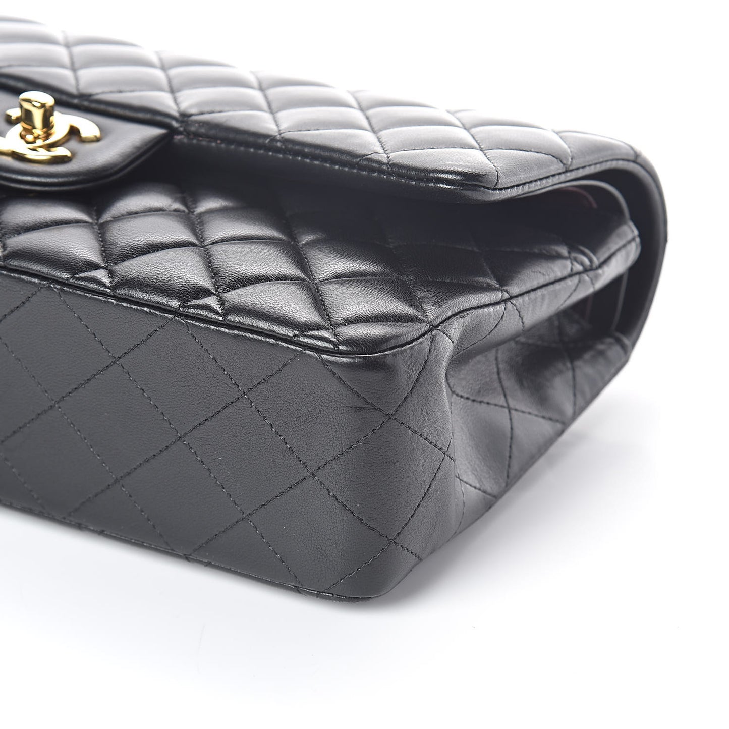 Lambskin Quilted Medium Double Flap Black