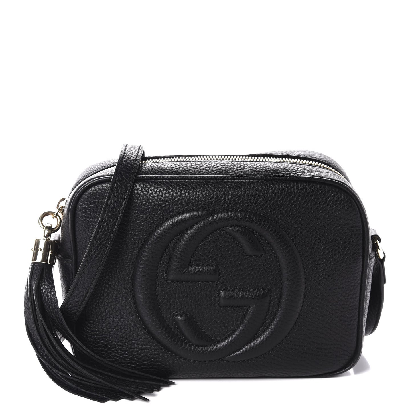 Pebbled Calfskin Small Soho Disco Bag Black