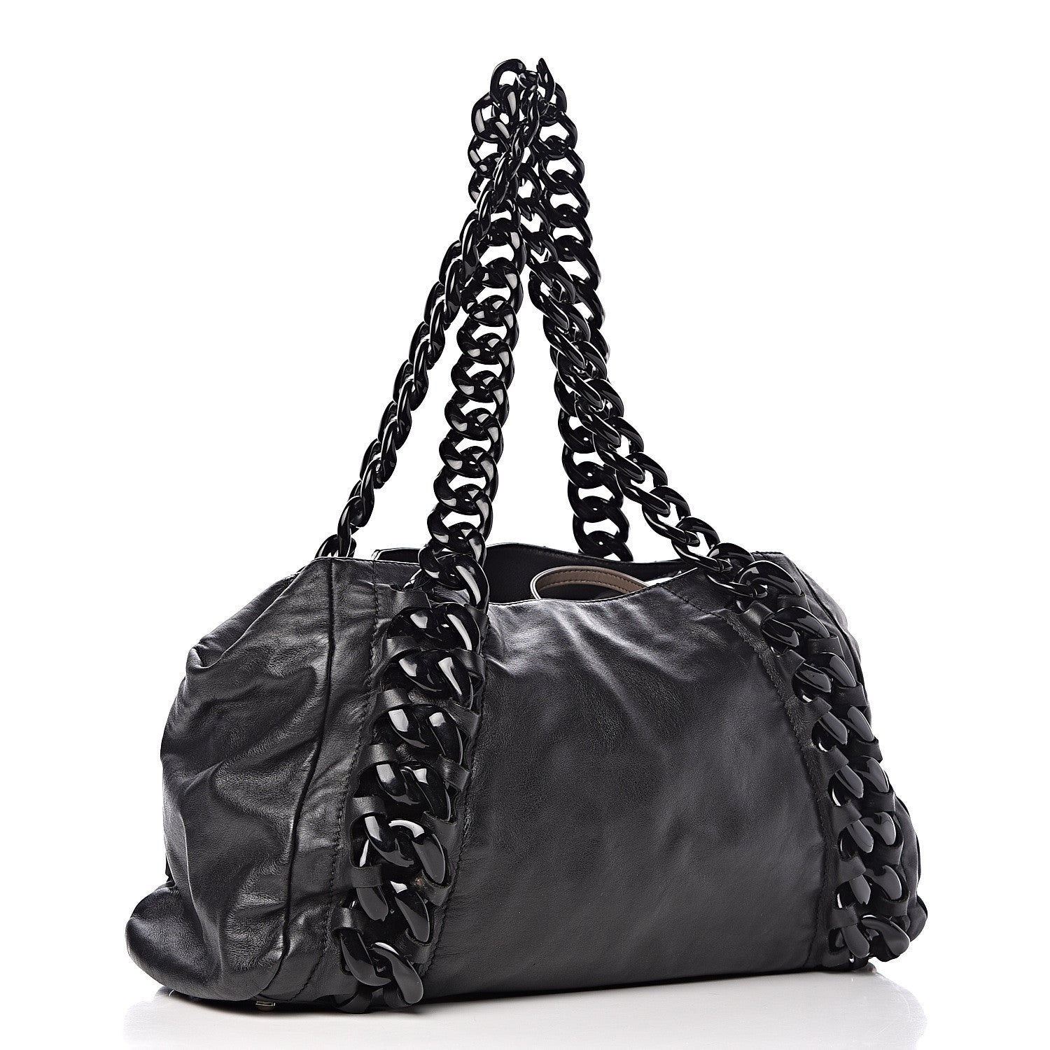 Chanel Calfskin Modern Chain Rhodoid East West Tote Black 3 of 16