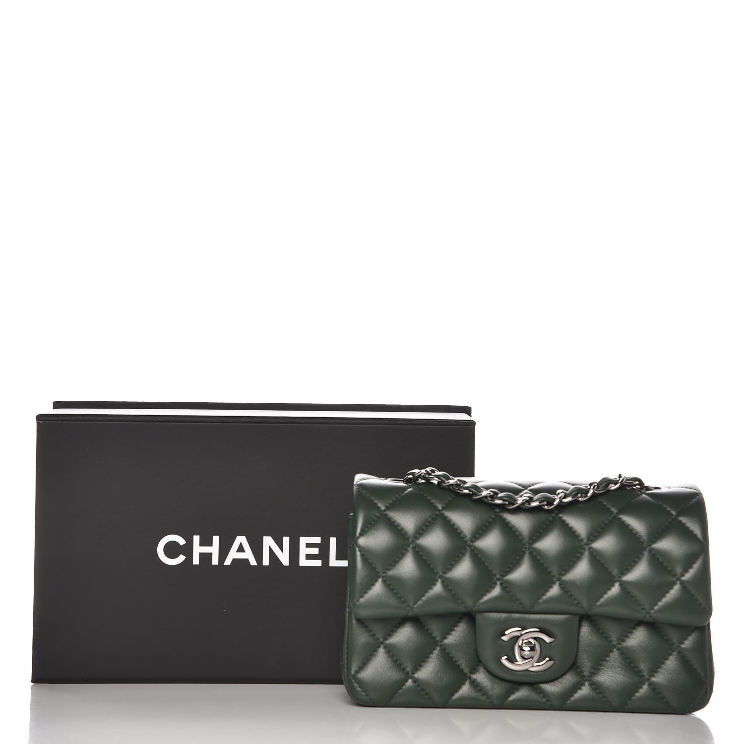 Chanel Lambskin Quilted Mini Rectangular Flap Green 8 of 8