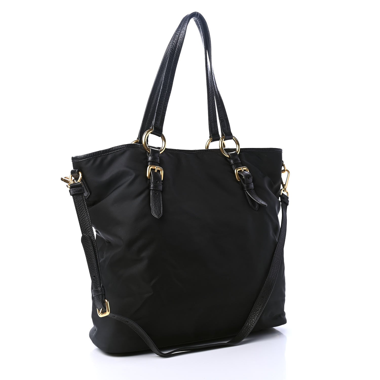Prada Tessuto Nylon Soft Calf Tote Black 2 of 4