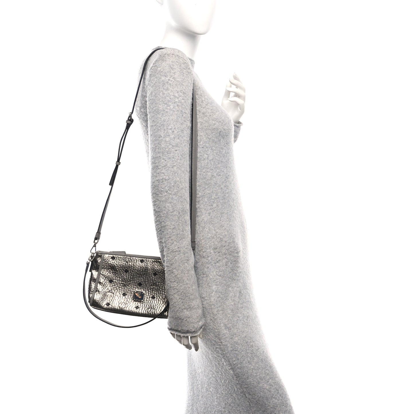 Metallic Visetos Crossbody Bag Silver
