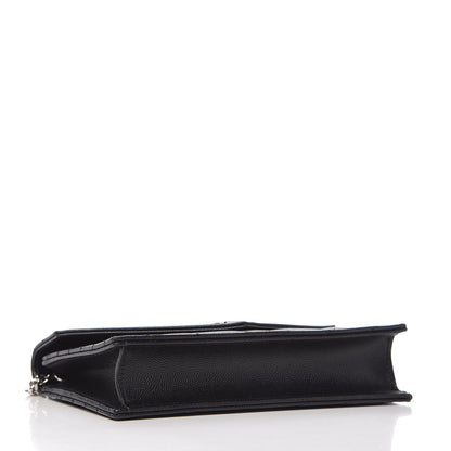 Saint Laurent Grain De Poudre Matelasse Chevron Monogram Envelope Chain Wallet Black 4 of 10