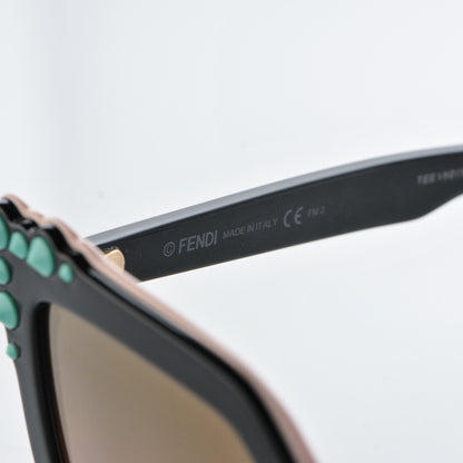 Fendi Studded Square Cat Eye Sunglasses FF 0260/S Black Pink 6 of 8
