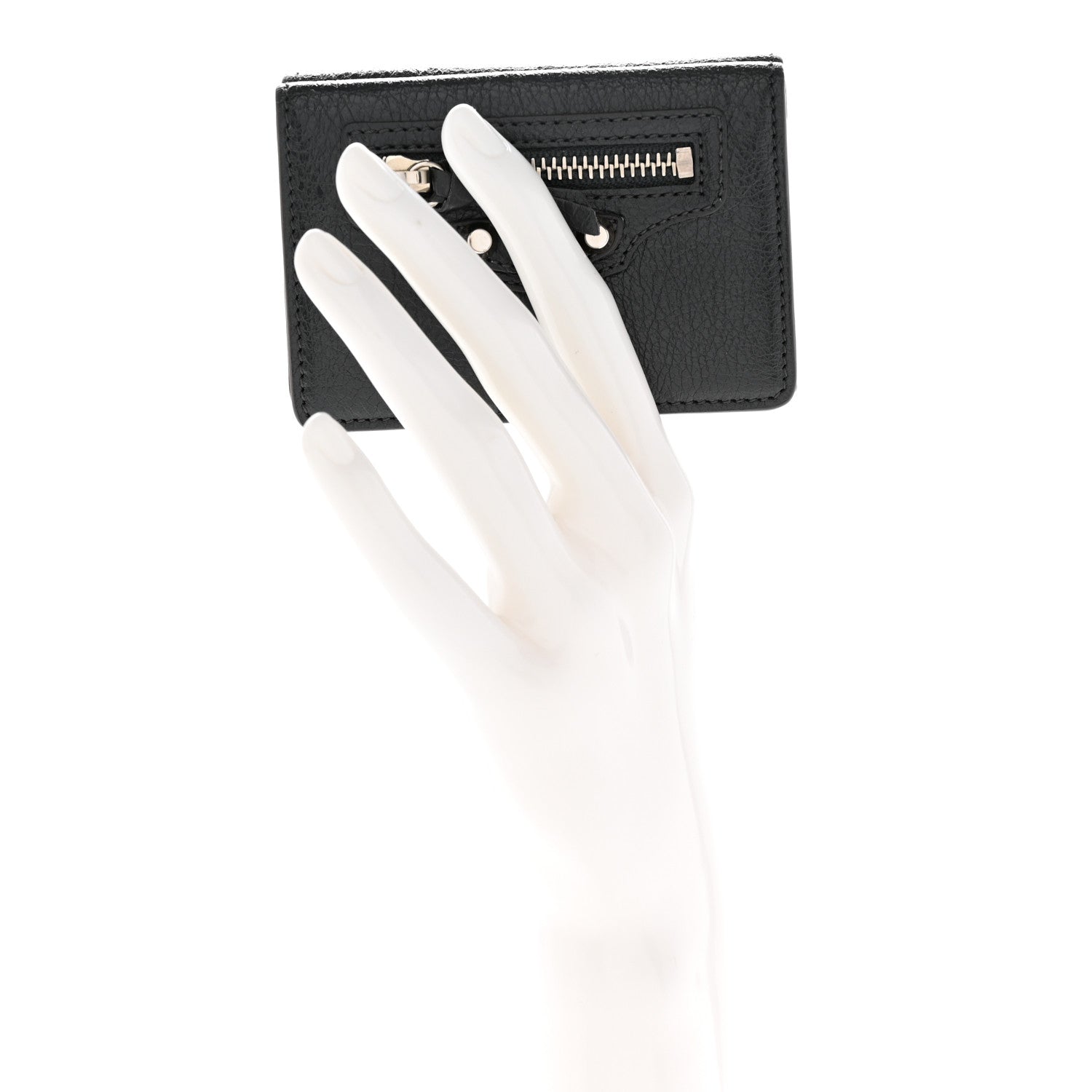 Balenciaga Agneau Classic Silver Hardware Mini Wallet Gris Fossile 2 of 11