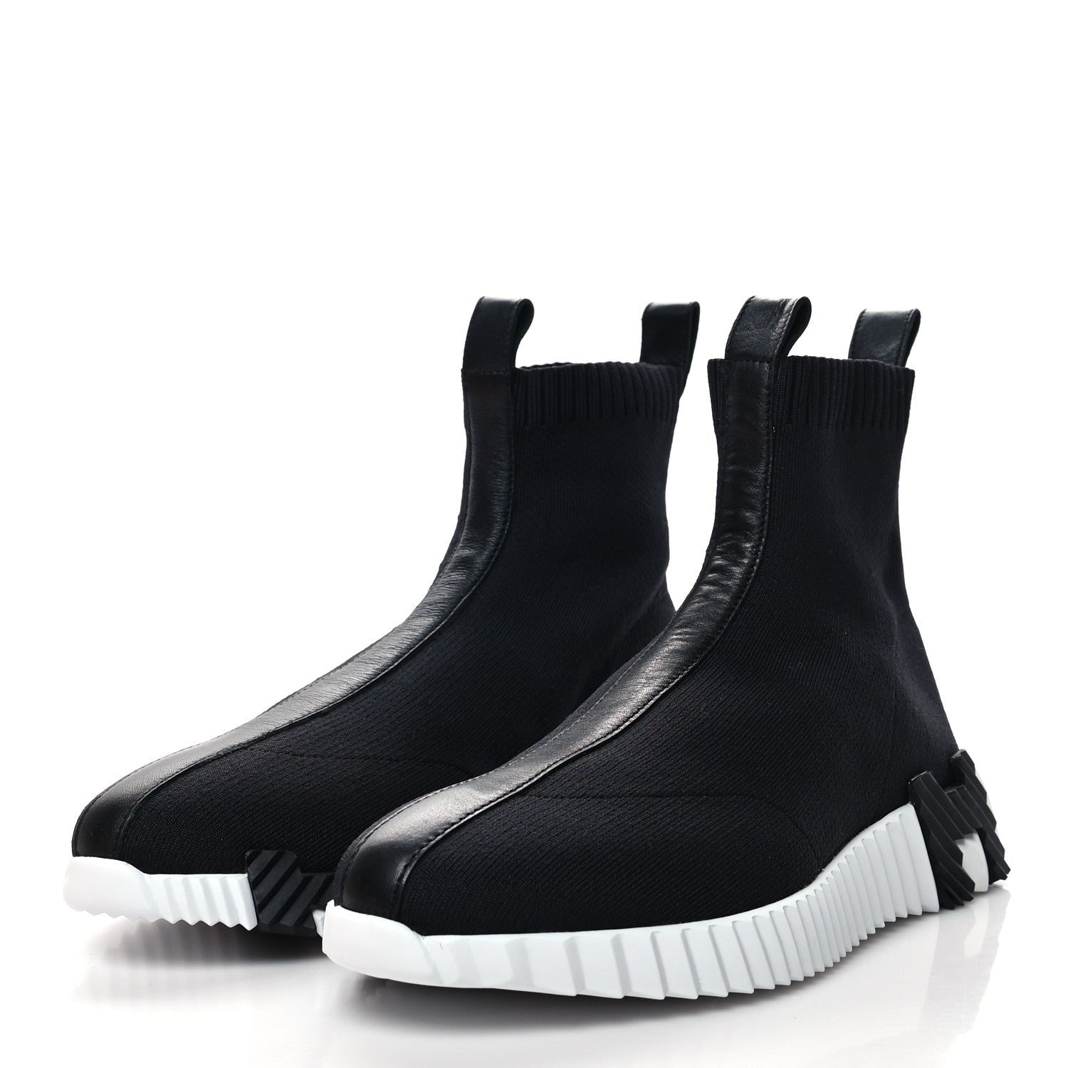Hermes Technical Canvas Goatskin Fun Sneakers 39 Black White 3 of 8