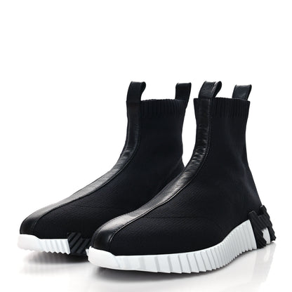 Hermes Technical Canvas Goatskin Fun Sneakers 39 Black White 3 of 8
