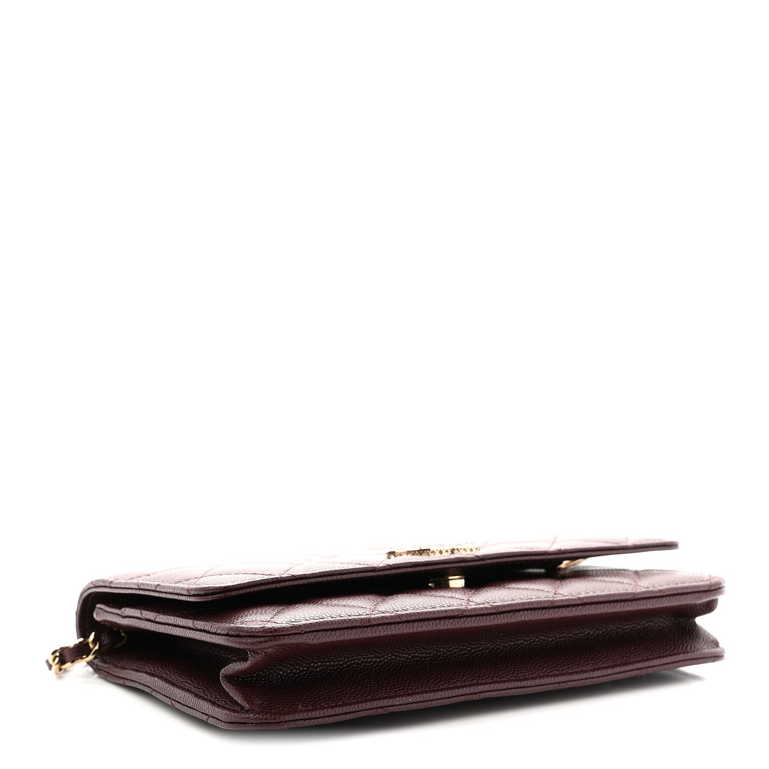 Chanel Shiny Caviar Quilted Strass Wallet On Chain WOC Bordeaux 4 of 10