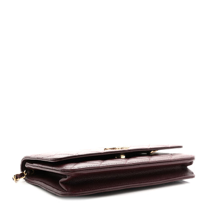 Chanel Shiny Caviar Quilted Strass Wallet On Chain WOC Bordeaux 4 of 10