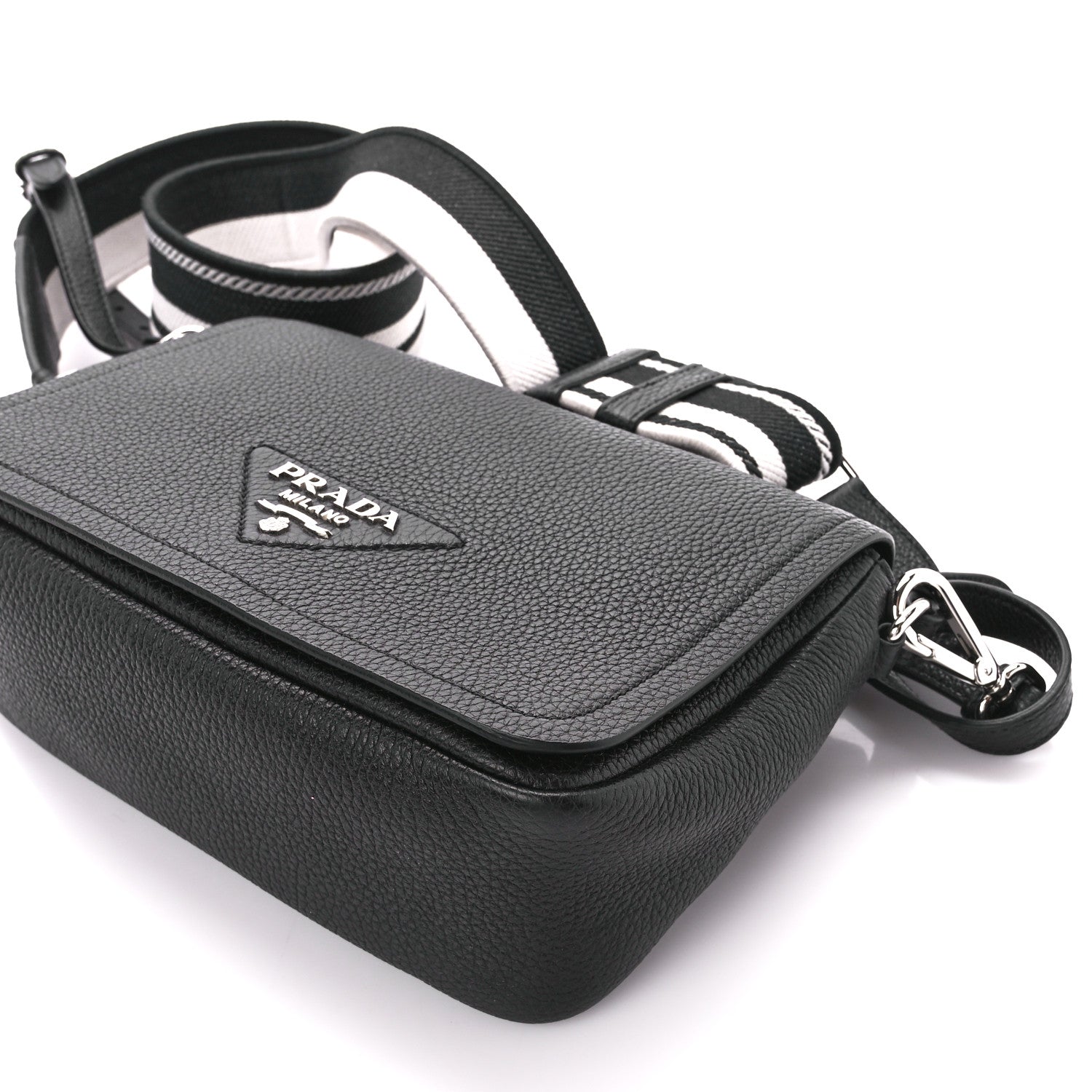 Prada Vitello Daino Soft Flap Crossbody Black 11 of 11