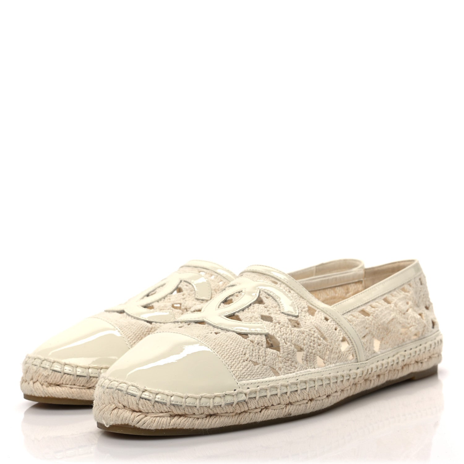 Chanel Macrame Patent CC Espadrilles 42 Beige Ivory 3 of 7