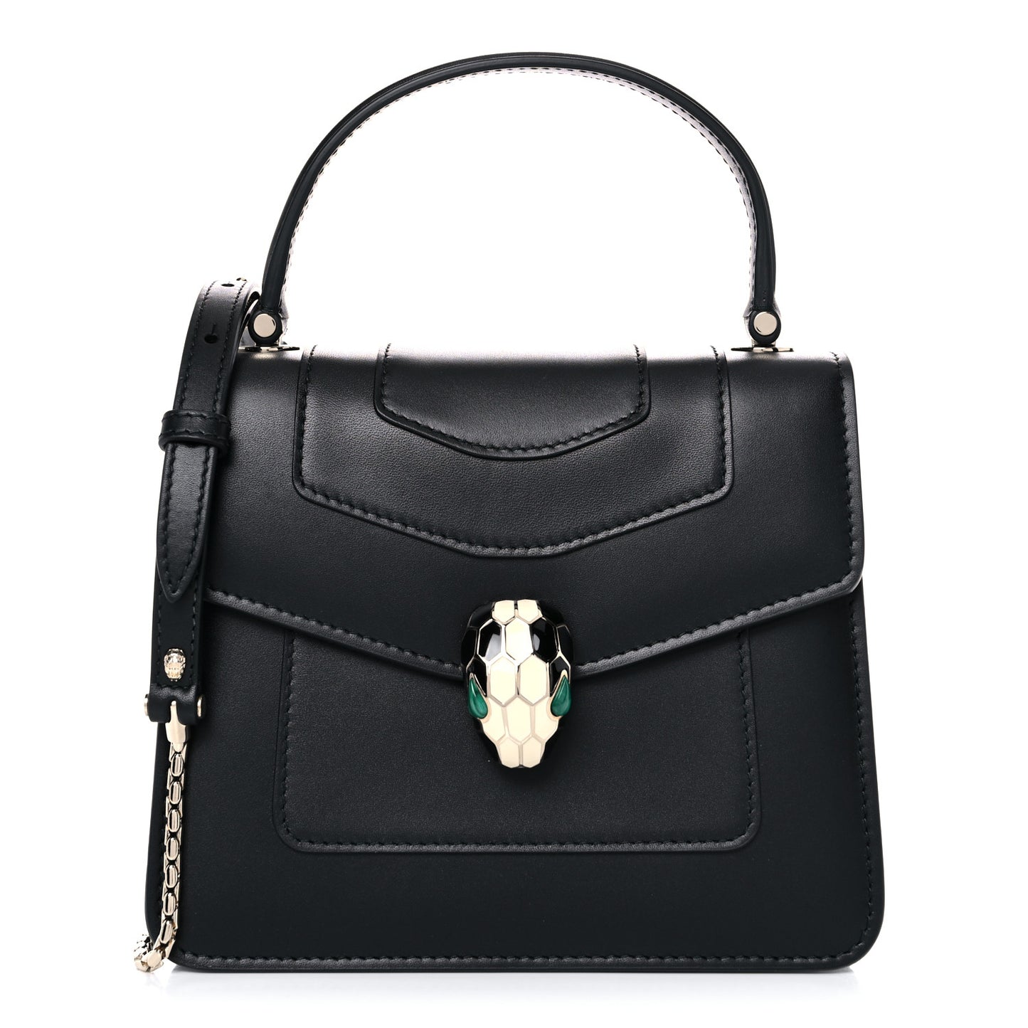 Calfskin Serpenti Forever Top Handle Black