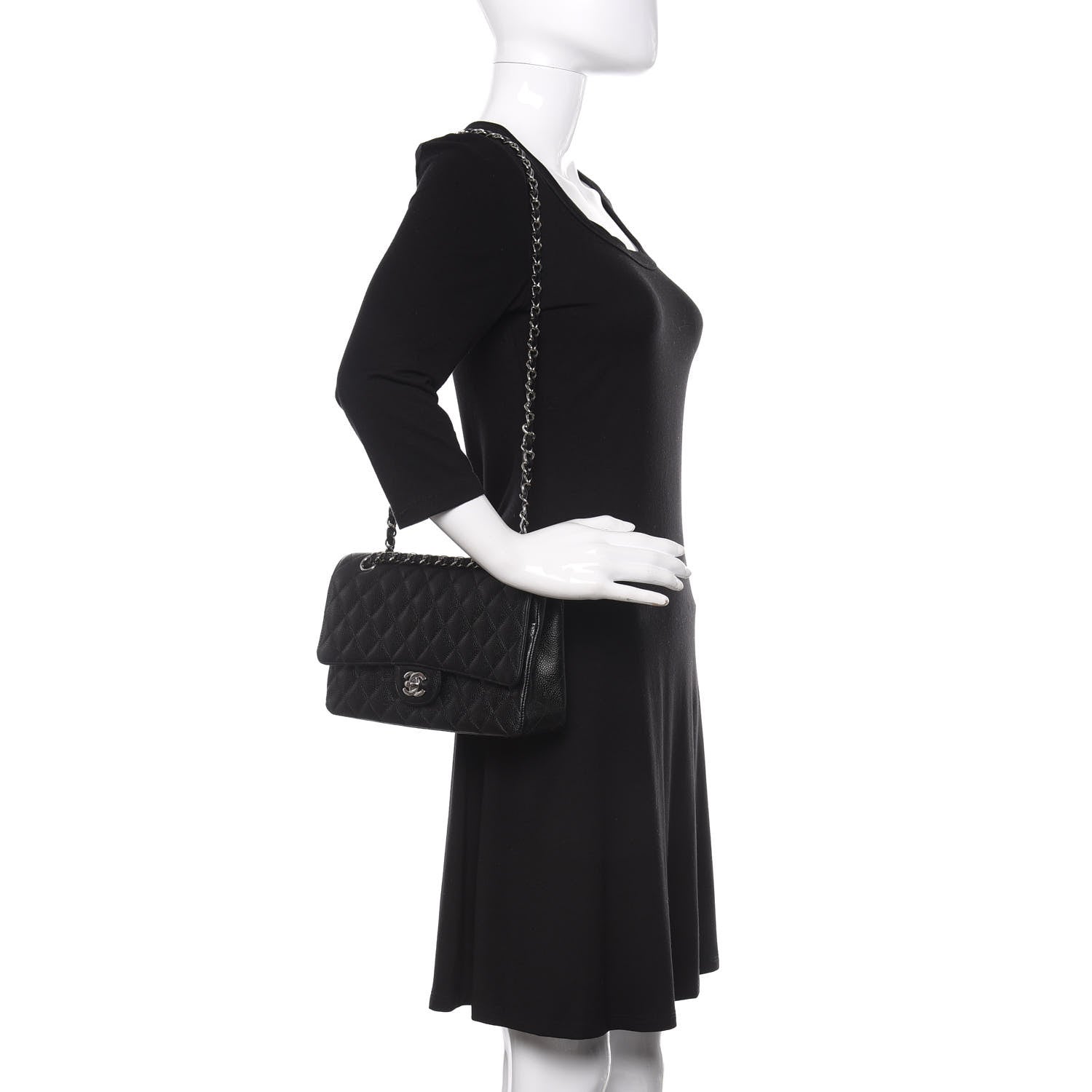 Chanel Caviar Quilted Medium Double Flap Black 2 of 11